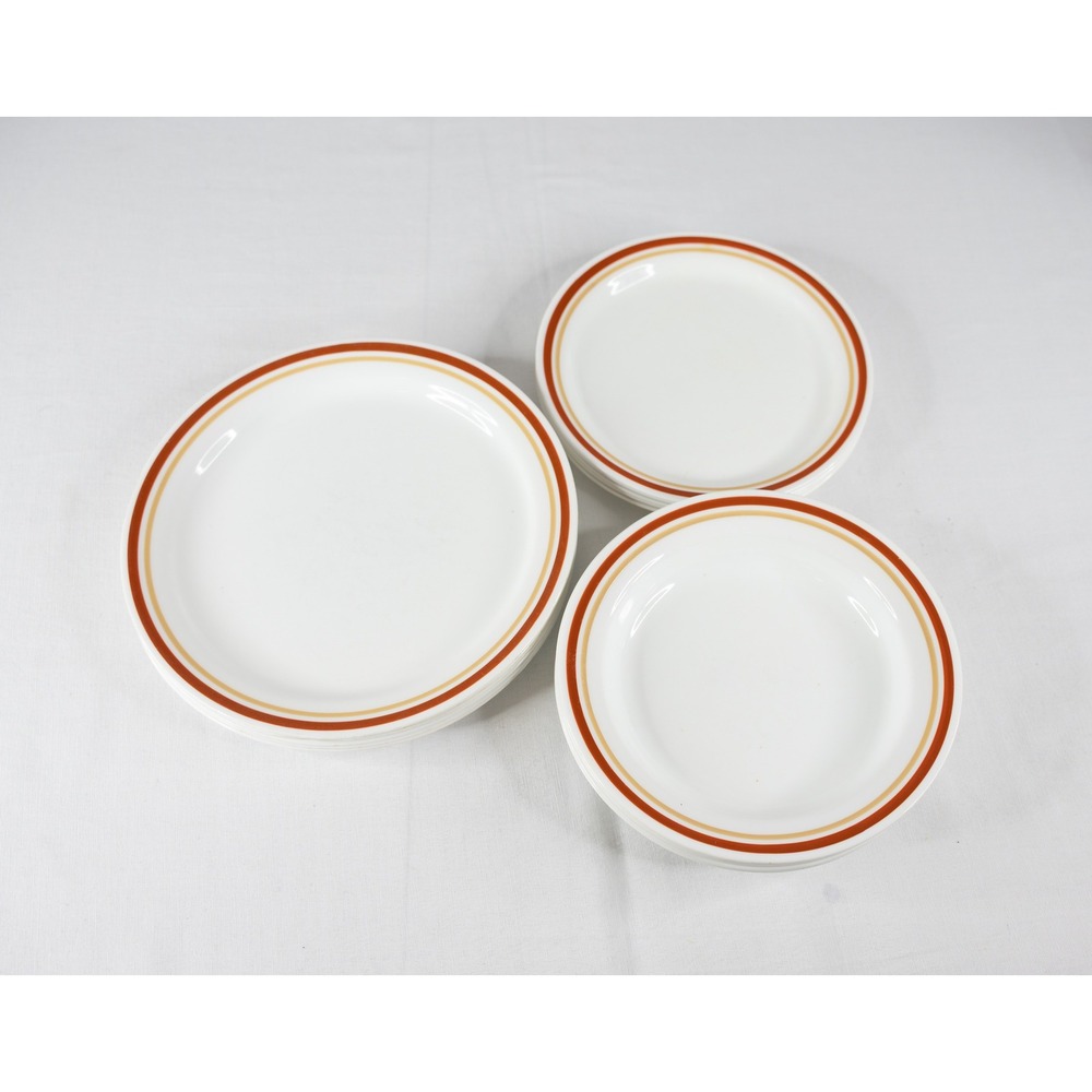 Vintage Corelle Dinnerware Set Cinnamon Chestnut White Orange 16pc plates bowls